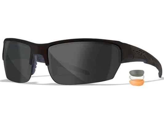Wiley X Saint Glasses – Black Frame with Grey/Clear/Light Rust Lenses
